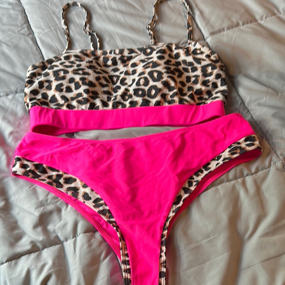 Leopard Print and Pink Bikini